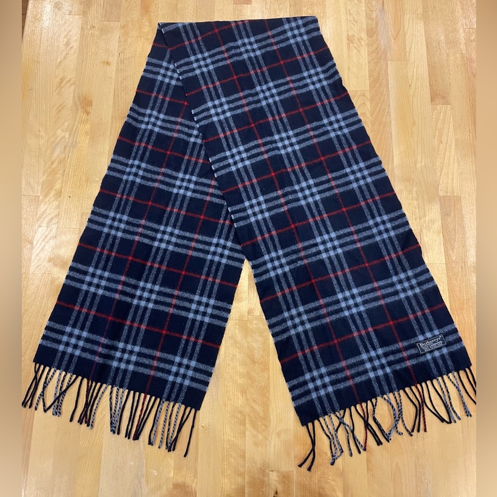 Vintage Burberry Nova Check Navy Scarf